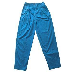 Christian Dior ACTIFS Womens Blue Pleated 100% Cotton Trousers - 10